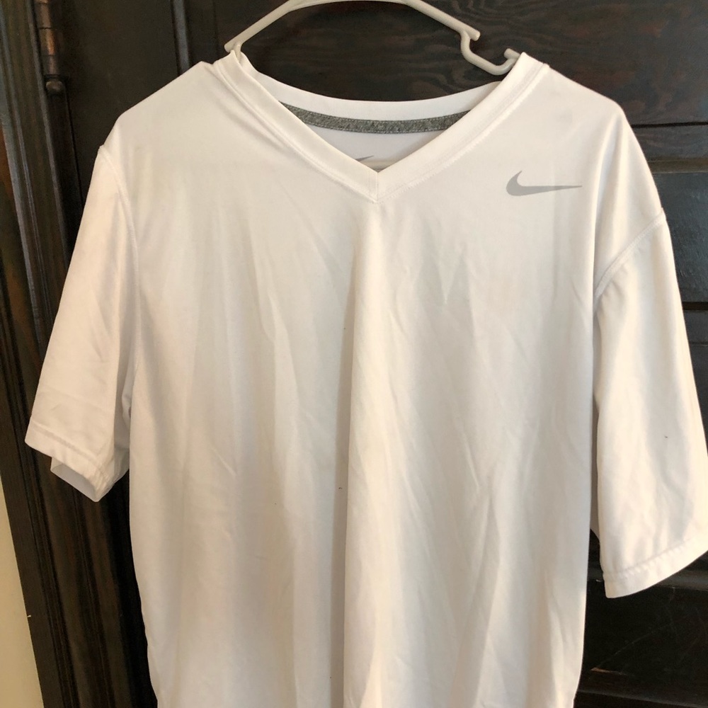 Nike Dri Fit Short Sleeved White V-neck